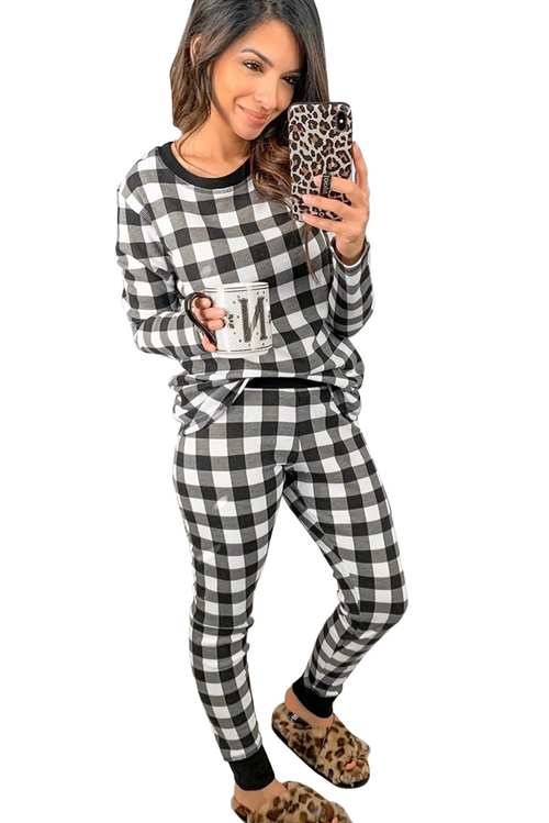 Black Plaid Two Pieces Loungewear - Image 4