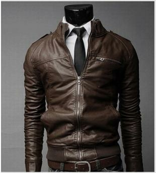 Mens PU Leather Jacket Fashion Coats for Male Business Wear Clothing - Image 2
