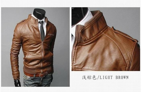 Mens PU Leather Jacket Fashion Coats for Male Business Wear Clothing - Image 5