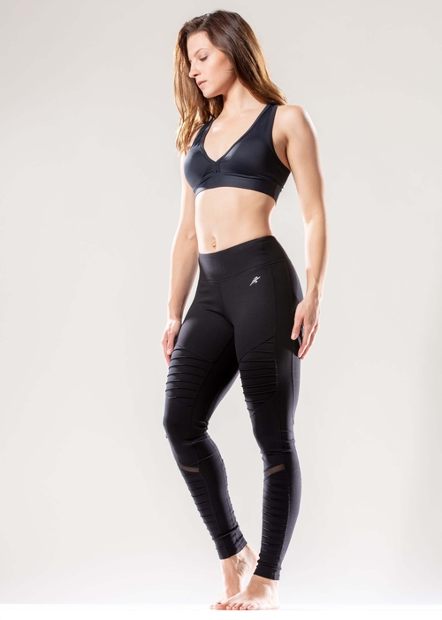 Athletique Low-Waisted Ribbed Leggings with Hidden Pocket and Mesh Pan - Image 2