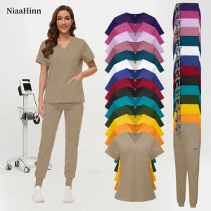 Hospital Scrub Sets Uniform Women Jogger Suit Nurse Accessories