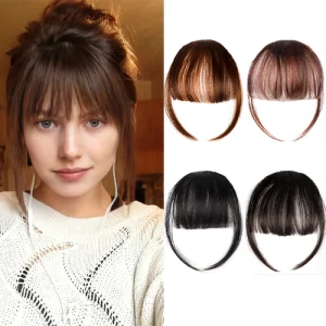 Synthetic Short Straight Clip In Fringe Bangs Black Air bangs Hair