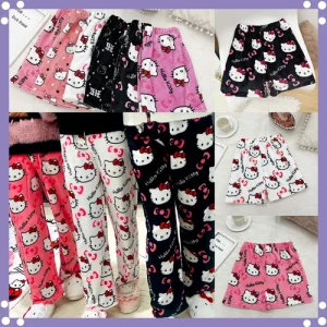 Sanrio Hello Kitty Anime Y2k Kawaii Flannel Pajamas Women'S Warm